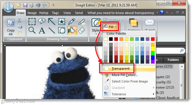 Работете с прозрачността на фона в Snagit Editor, както бихте направили във Photoshop
