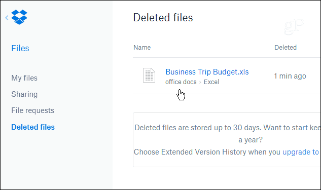 Възстановяване на изтритите или предишните версии на файлове от Dropbox