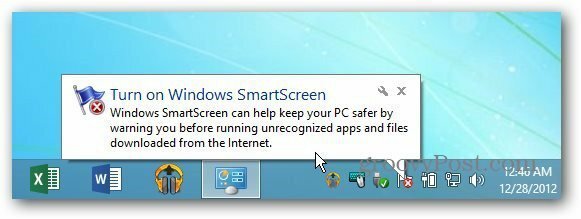 Уведоми балона SmartScreen