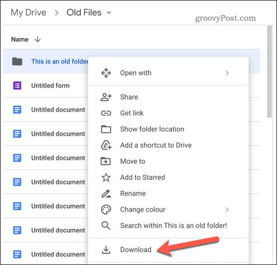 Изтеглете папка в Google Drive