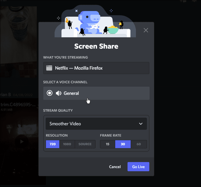 опции за споделяне на екрана