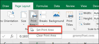 Настройка на областта за печат в Excel
