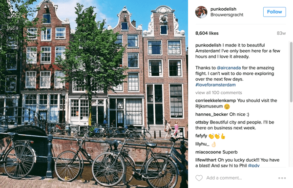 Air Canada си партнира с влиятелни лица от Instagram, за да популяризира нови маршрути до Амстердам, Мексико Сити и Дубай.