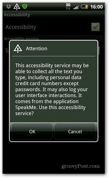 SpeakMe за активиране на достъпността на Android