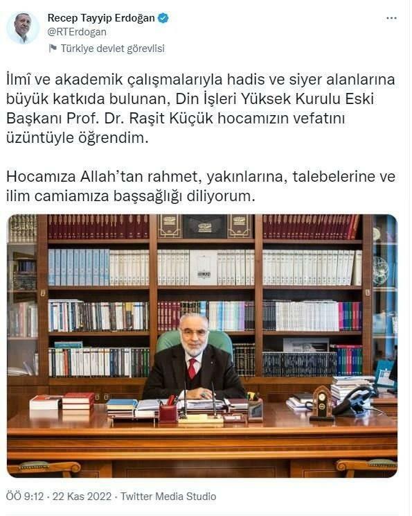 Съболезнователно съобщение на президента Ердоган