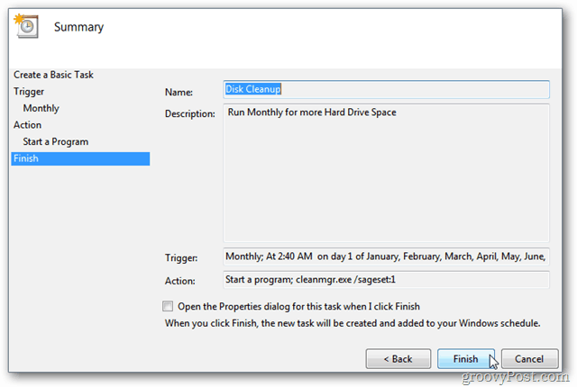 Направете Windows Run Disk Cleanup автоматично с Scheduler Task