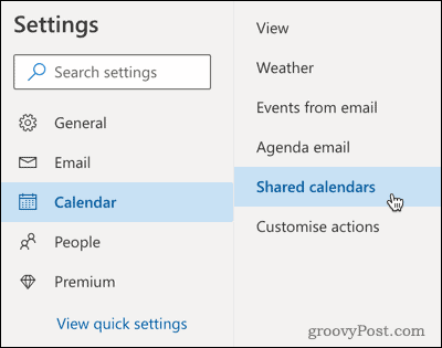 Опция за общи календари в Outlook