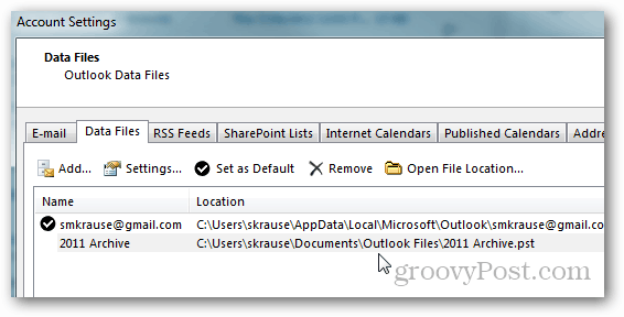 как да създадете pst файл за Outlook 2013 - път