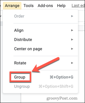 Опция за група в Google Презентации