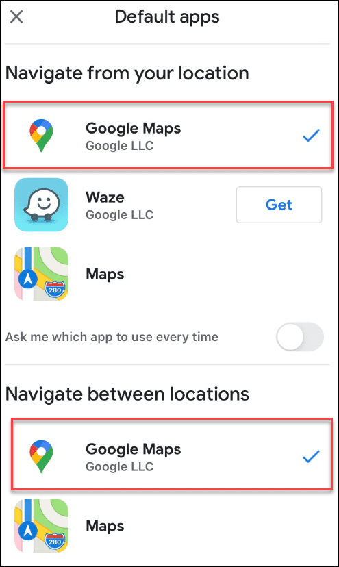gmail google maps избрани по подразбиране