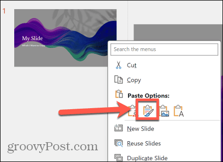 powerpoint paste запази форматирането на източника