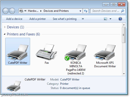 как да видите диалоговия прозорец за устройства и принтери в Windows 7