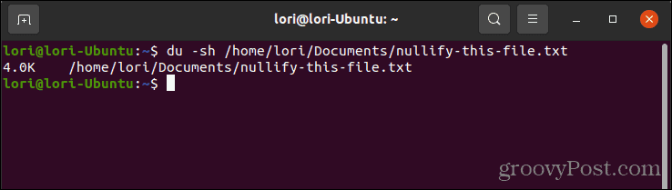 Използване на командата du за проверка на размера на файл в Linux