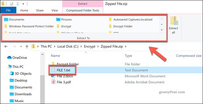 Извличане на отделен файл от Zip файл в Windows File Explorer