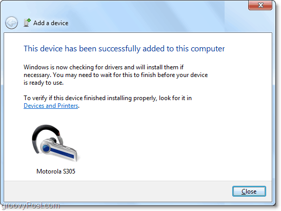 ти си го направил! Bluetooth устройството е добавено към Windows 7