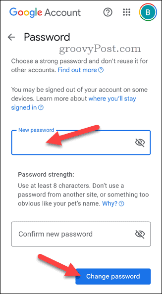 Промяна на паролата за акаунт в Google на iPhone
