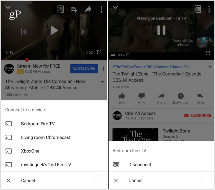 Предавайте YouTube iPhone на Fire TV