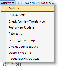 Twitter вътре в Outlook: Конфигуриране на OutTwit