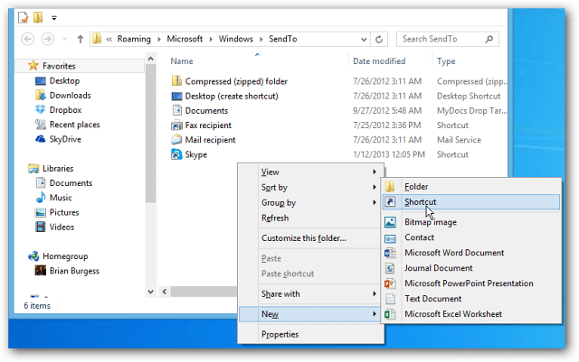 Добавете Бързото стартиране в менюто Изпращане към контекста в Windows 7