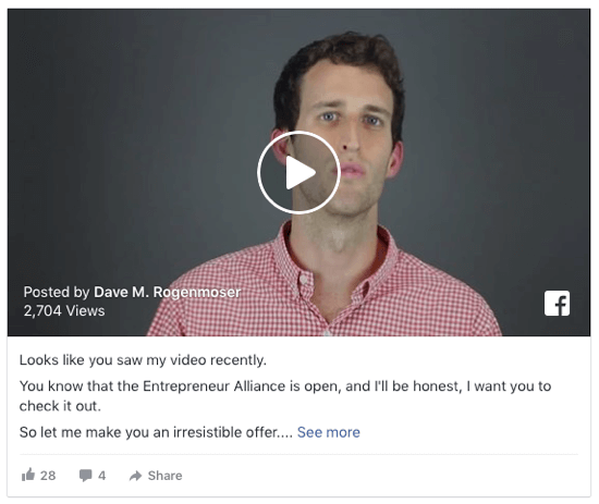 Пренасочете потребителите, които са се ангажирали с вашите видеоклипове във Facebook.