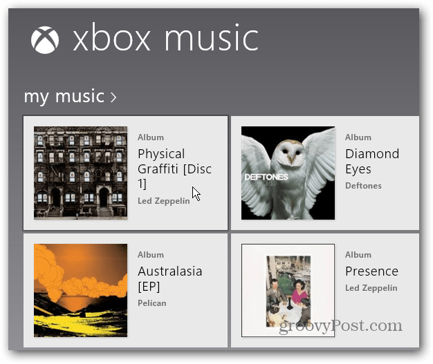 Изберете албум Xbox Music