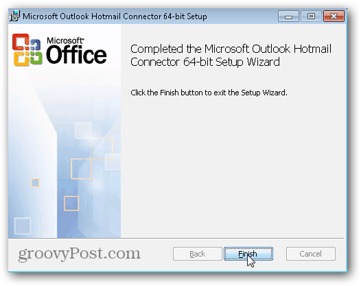Outlook.com Outlook Hotmail Connector - Щракнете върху Готово