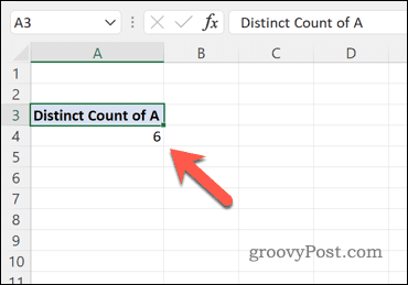 Използване на централна таблица за изчисляване на броя на уникалните стойности в набор от данни на Excel