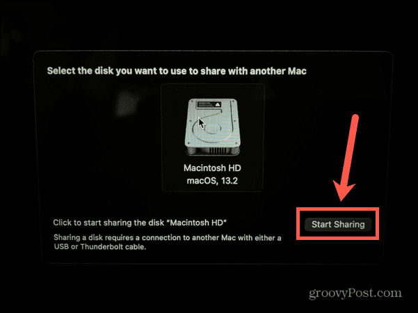 mac започнете да споделяте диск