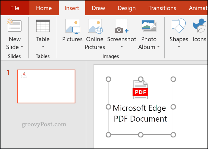 Вмъкнат PDF файл като обект в PowerPoint