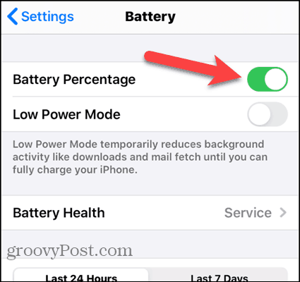 Включете процента на батерията на iPhone 7