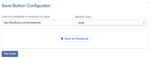 бутон за запазване на facebook, зададен на страница