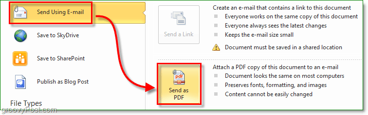 създайте защитен pdf документ и го изпратете чрез имейл чрез Office 2010