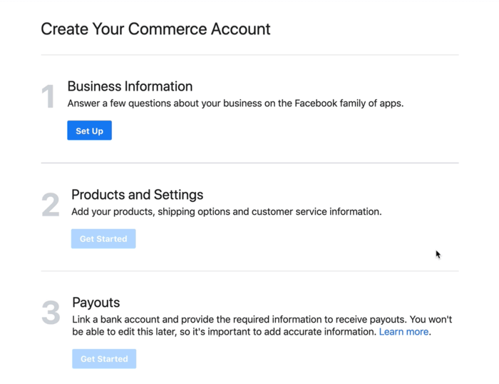диалогов прозорец, за да настроите вашата бизнес информация за вашия търговски акаунт във facebook