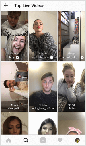 Най-добрите видеоклипове на живо в Instagram в раздела Търсене и изследване