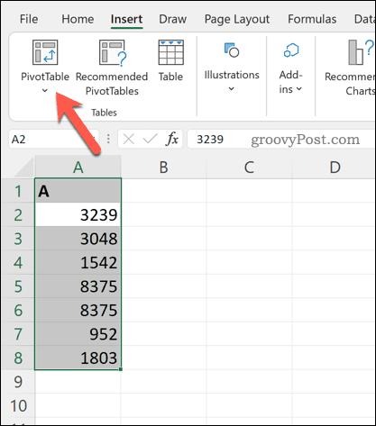 Вмъкване на централна таблица в Excel