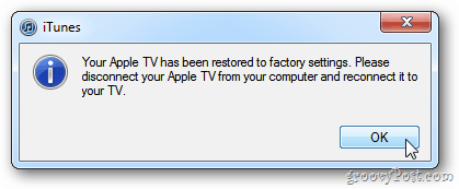 Apple TV актуализация завършена