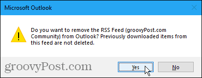 Премахване на диалоговия прозорец за потвърждение на RSS канал