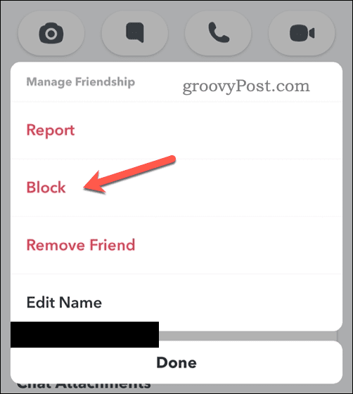 Блокирайте потребител в Snapchat