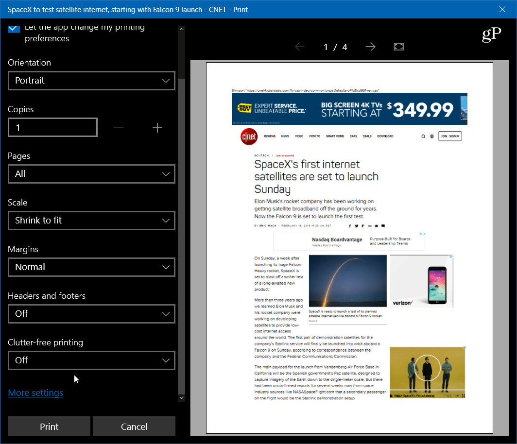 Принтирайте статии на уебсайта Чисто и без проблем с Microsoft Edge