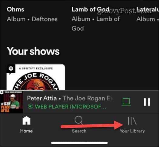 вашата библиотека Spotify iOS