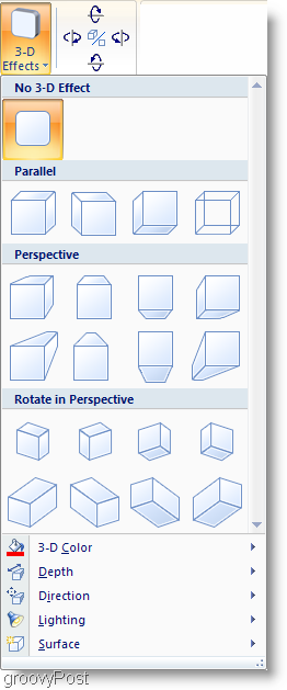 Ефекти на сенките на Microsoft Word 2007