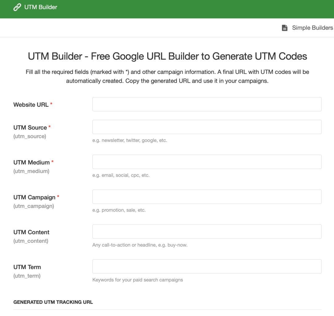 изображение на формуляр UTM Builder