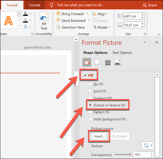 Вмъкване на изображение във форма в PowerPoint