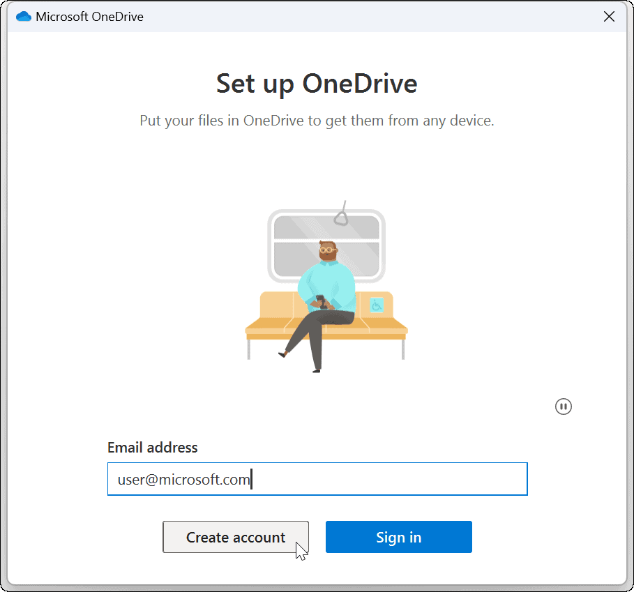 повторно свържете акаунта в OneDrive