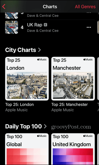 музикални класации на Apple в местните градове