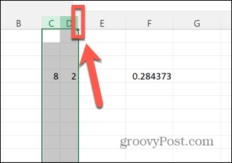 excel дясна граница на заглавката на колоната