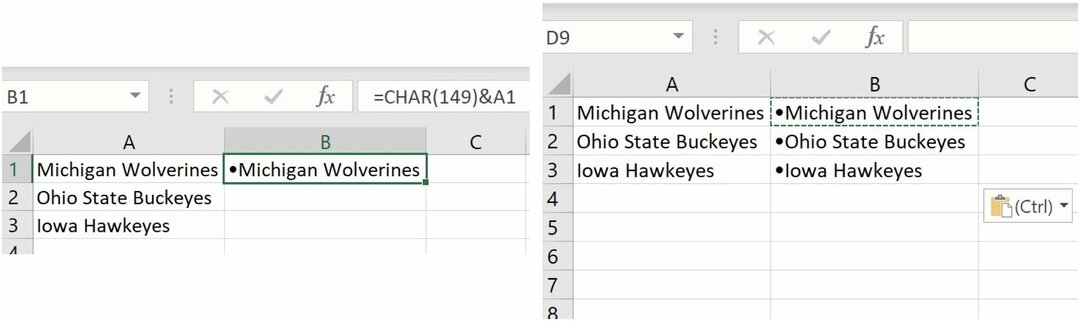 Поставете куршум на Microsoft Excel с помощта на формула