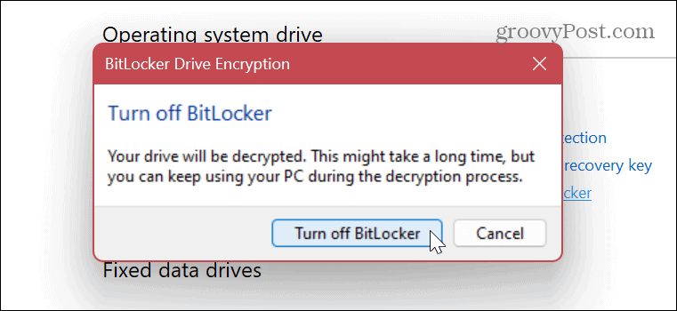 Деактивирайте или спрете BitLocker 