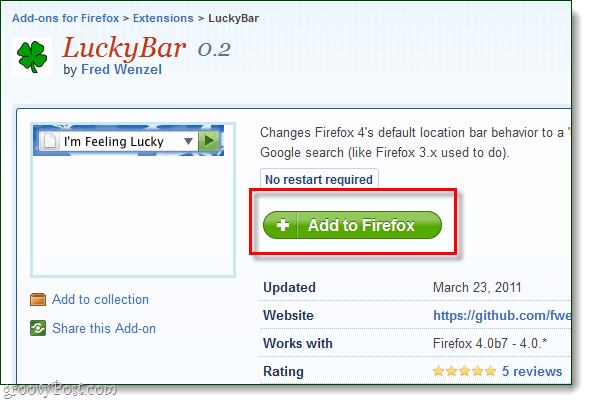 уебсайт за инсталиране на firefox 4 luckybar