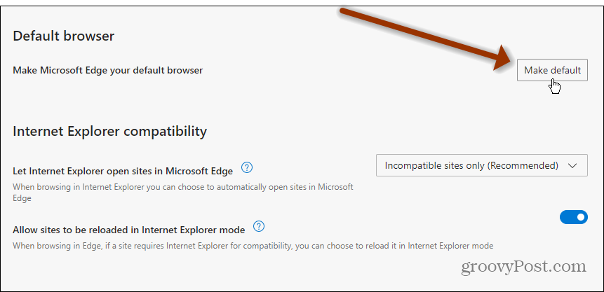 Направете Edge по подразбиране Windows 11